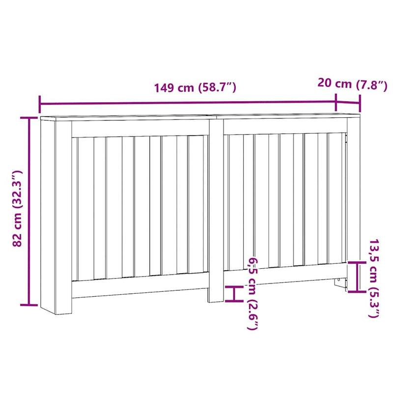 Capac pentru radiator Alb 149 x 20 x 82 cm Lemn prelucrat