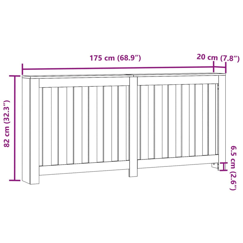 Capac pentru radiator Lemn vechi 175 x 20 x 82 cm