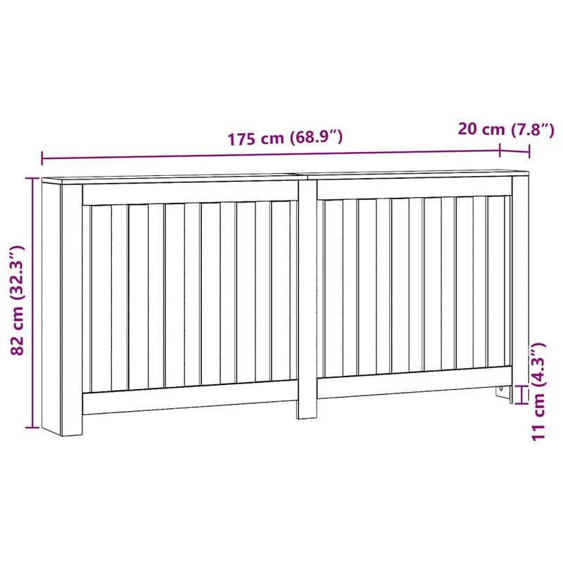 Capac pentru radiator Stejar 175 x 20 x 82 cm Lemn prelucrat
