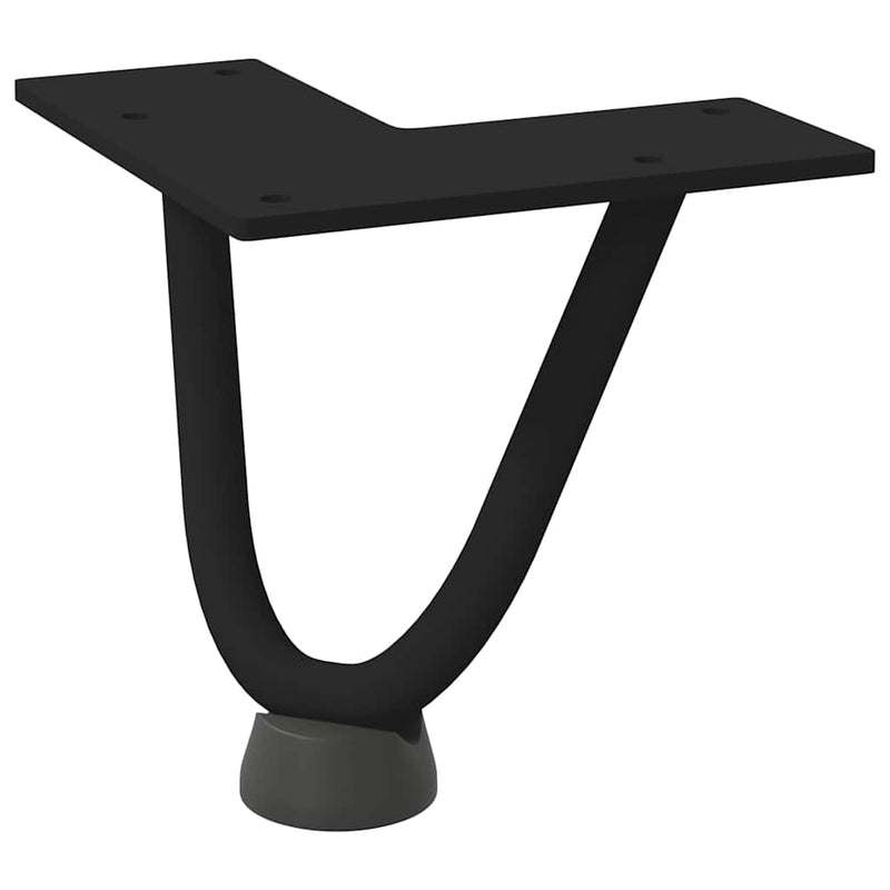 Picioare tip agrafă pentru măsuță de cafea, 4 buc., negru, 10 cm, oțel masiv
