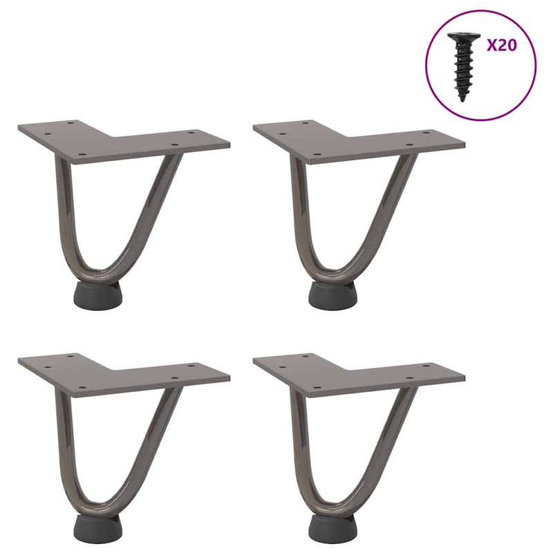 Picioare tip agrafă pentru măsuță de cafea, 4 buc., oțel natural, 10 cm, oțel masiv