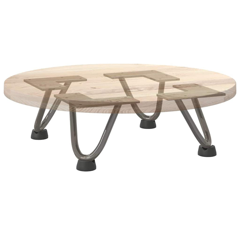 Picioare tip agrafă pentru măsuță de cafea, 4 buc., oțel natural, 10 cm, oțel masiv