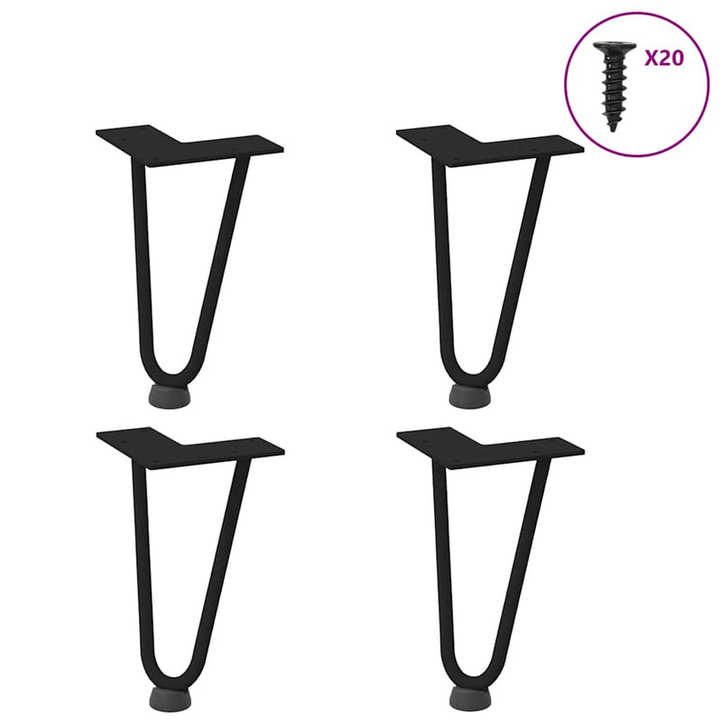 Picioare tip agrafă pentru măsuță de cafea, 4 buc., negru, 20 cm, oțel masiv