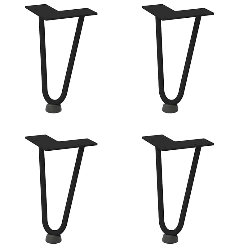 Picioare tip agrafă pentru măsuță de cafea, 4 buc., negru, 20 cm, oțel masiv