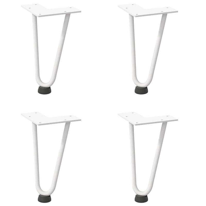 Picioare tip agrafă pentru măsuță de cafea, 4 buc., alb, 20 cm, oțel masiv