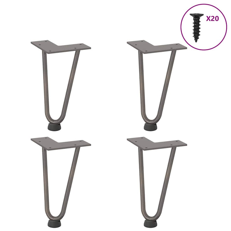 Picioare tip agrafă pentru măsuță de cafea, 4 buc., oțel natural, 20 cm, oțel masiv