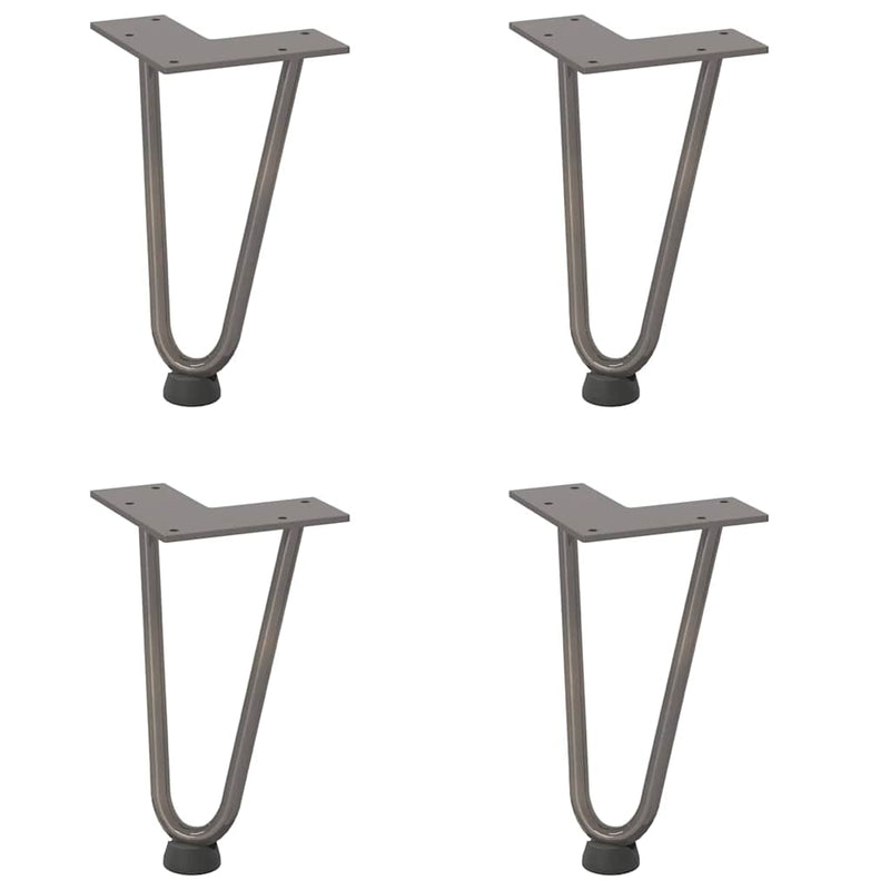 Picioare tip agrafă pentru măsuță de cafea, 4 buc., oțel natural, 20 cm, oțel masiv