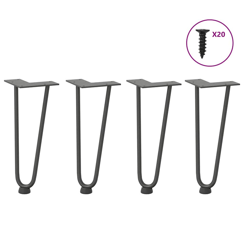 Picioare tip agrafă pentru măsuță de cafea, 4 buc., antracit, 30 cm, oțel masiv