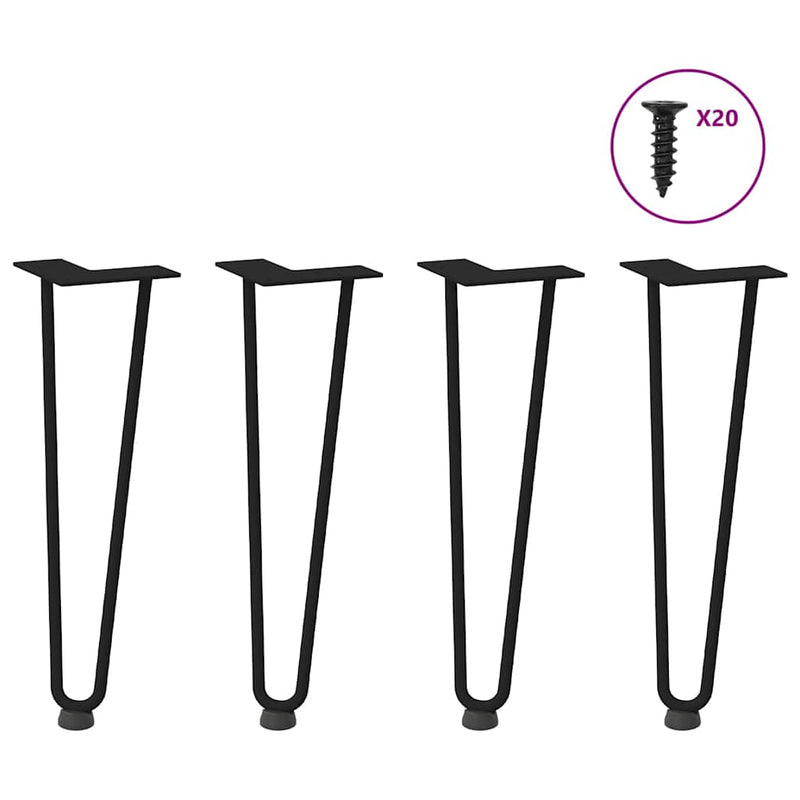 Picioare tip agrafă pentru măsuță de cafea, 4 buc., negru, 42 cm, oțel masiv