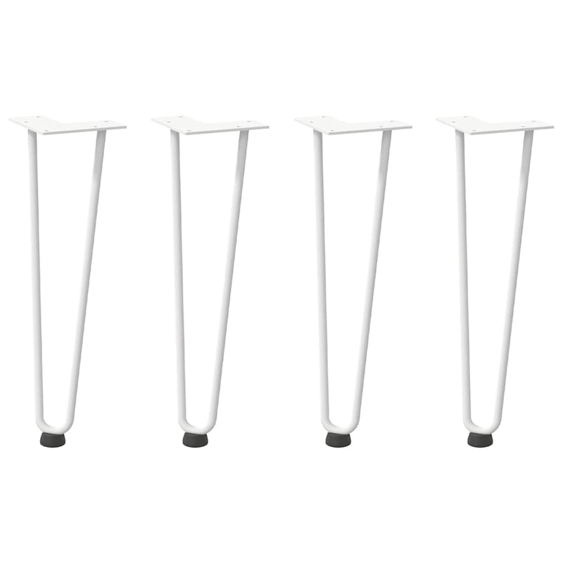 Picioare tip agrafă pentru măsuță de cafea, 4 buc., alb, 42 cm, oțel masiv