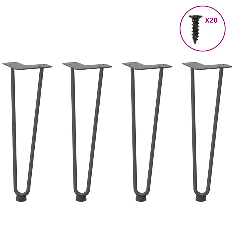 Picioare tip agrafă pentru măsuță de cafea, 4 buc., antracit, 42 cm, oțel masiv