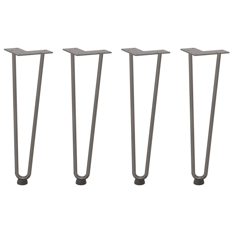 Picioare tip agrafă pentru măsuță de cafea, 4 buc., oțel natural, 42 cm, oțel masiv