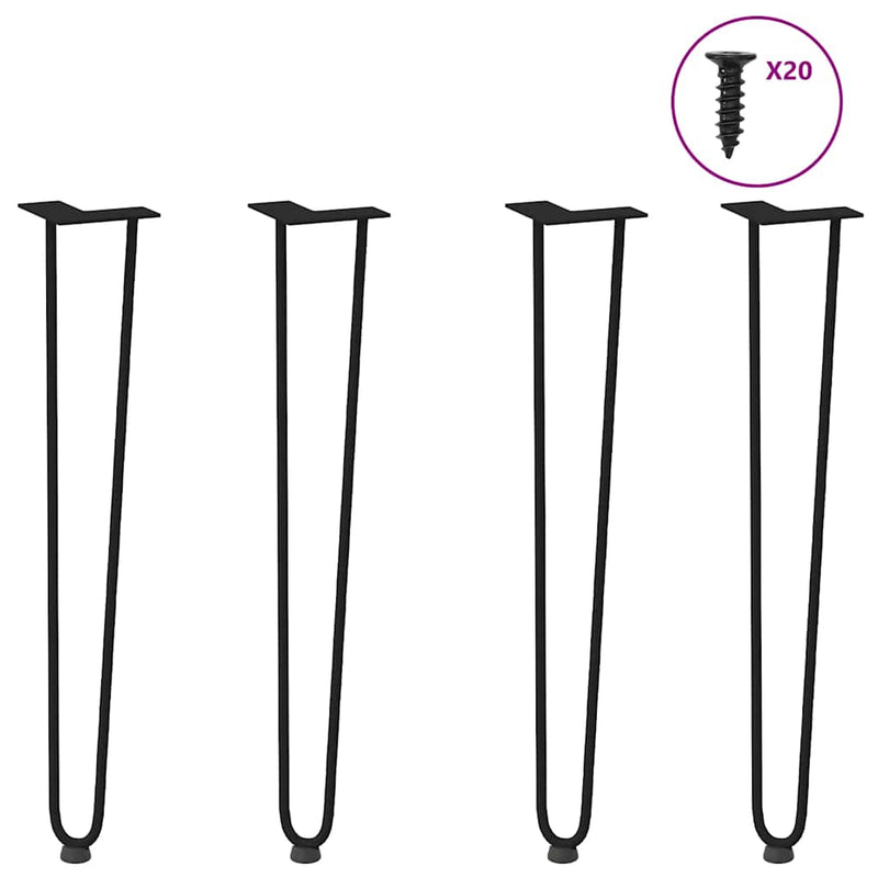 picioare tip ac de păr pentru masă consolă, 4 buc., negru, 72 cm, oțel masiv