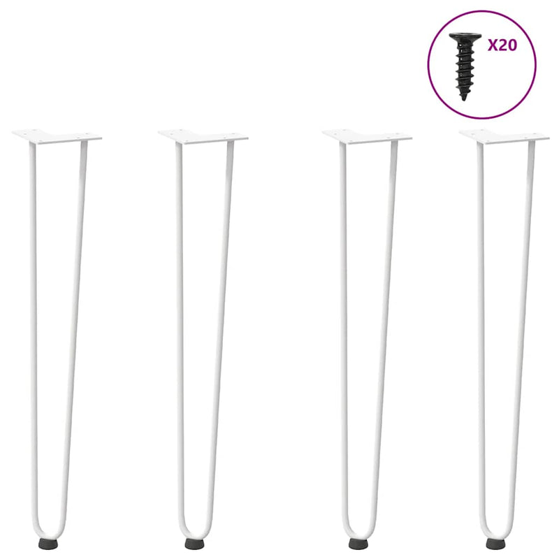 picioare tip ac de păr pentru masă consolă, 4 buc., alb, 72 cm, oțel masiv