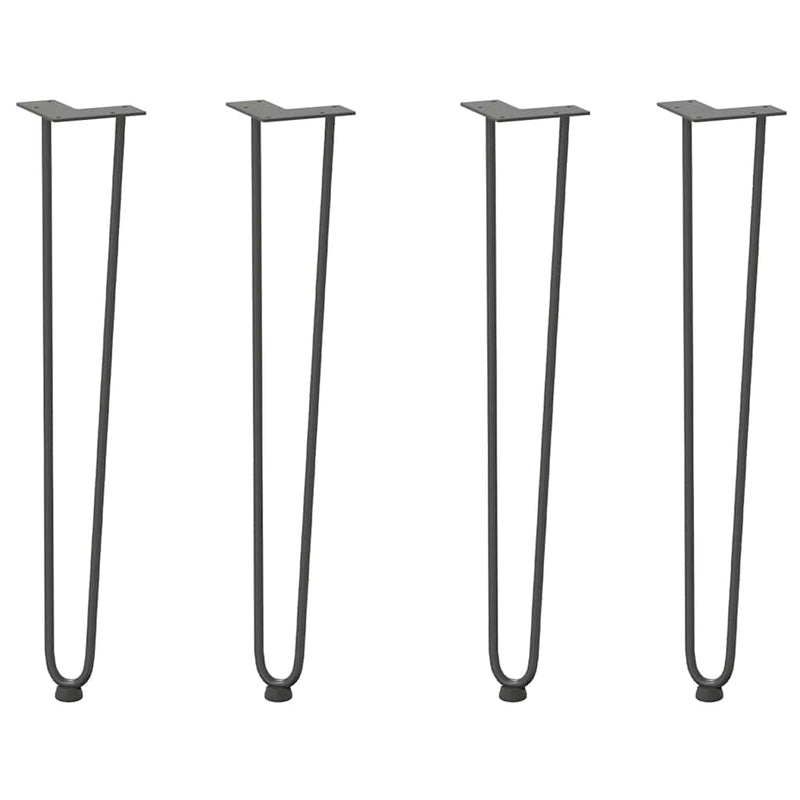 picioare tip ac de păr pentru masă consolă, antracit, 72 cm, oțel masiv, 4 buc.