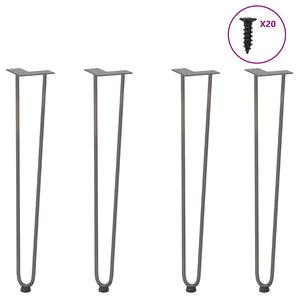 picioare tip ac de păr pentru masă consolă, 4 buc., oțel natural, 72 cm, oțel masiv