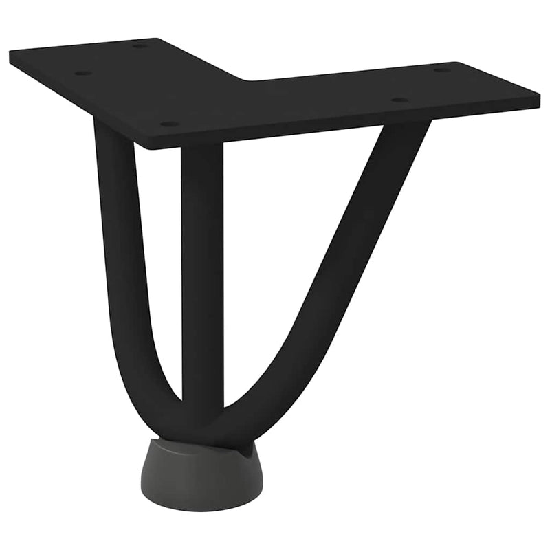 Picioare tip agrafă pentru măsuță de cafea, 4 buc., negru, 10 cm, oțel masiv