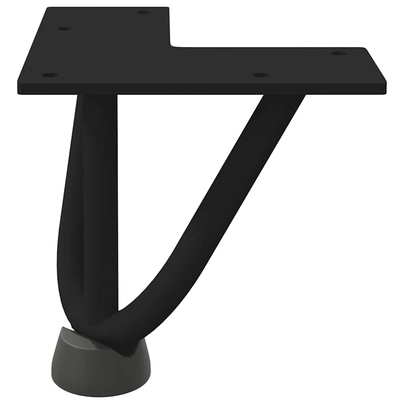 Picioare tip agrafă pentru măsuță de cafea, 4 buc., negru, 10 cm, oțel masiv