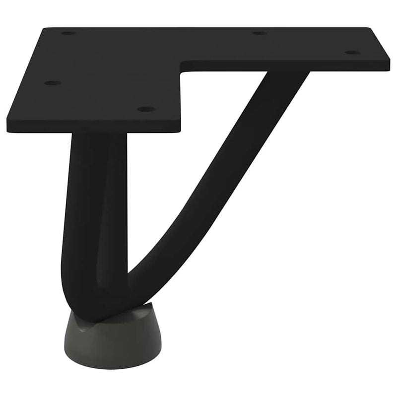Picioare tip agrafă pentru măsuță de cafea, 4 buc., negru, 10 cm, oțel masiv
