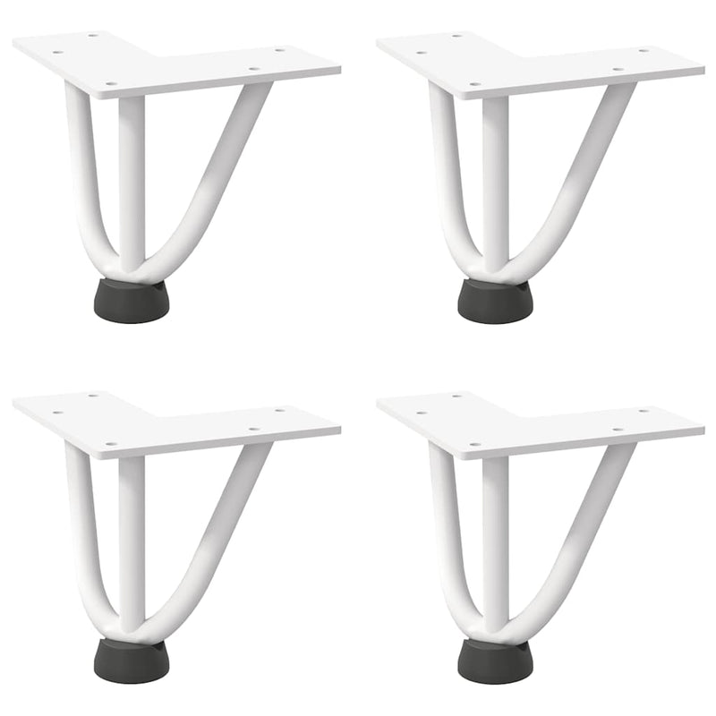 Picioare tip agrafă pentru măsuță de cafea, 4 buc., alb, 10 cm, oțel masiv