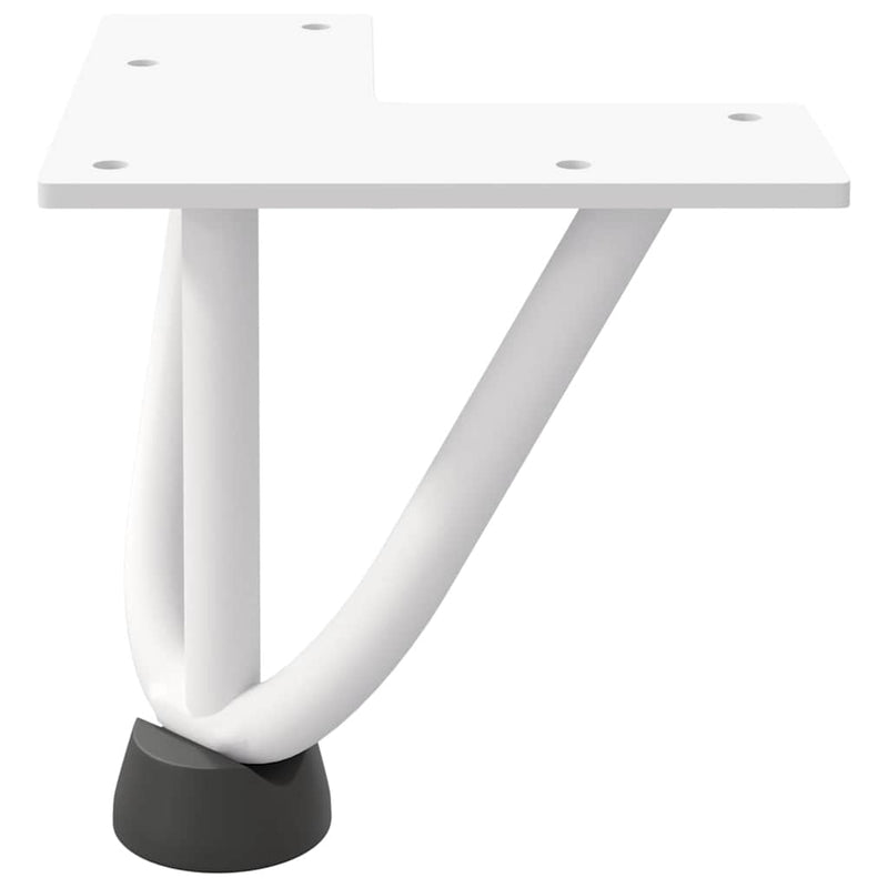 Picioare tip agrafă pentru măsuță de cafea, 4 buc., alb, 10 cm, oțel masiv