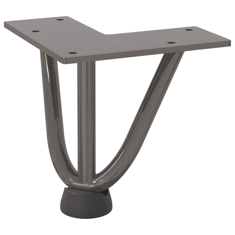 Picioare tip agrafă pentru măsuță de cafea, 4 buc., oțel natural, 10 cm, oțel masiv