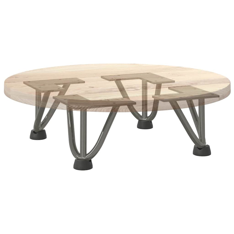 Picioare tip agrafă pentru măsuță de cafea, 4 buc., oțel natural, 10 cm, oțel masiv