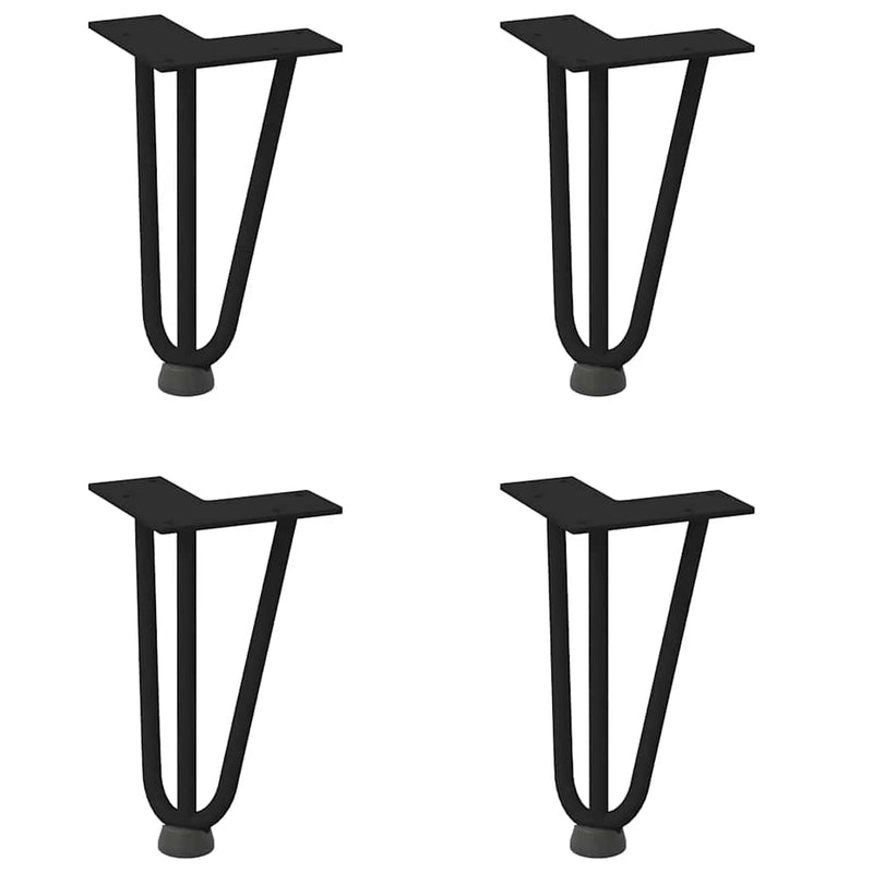 Picioare tip agrafă pentru măsuță de cafea, 4 buc., negru, 20 cm, oțel masiv