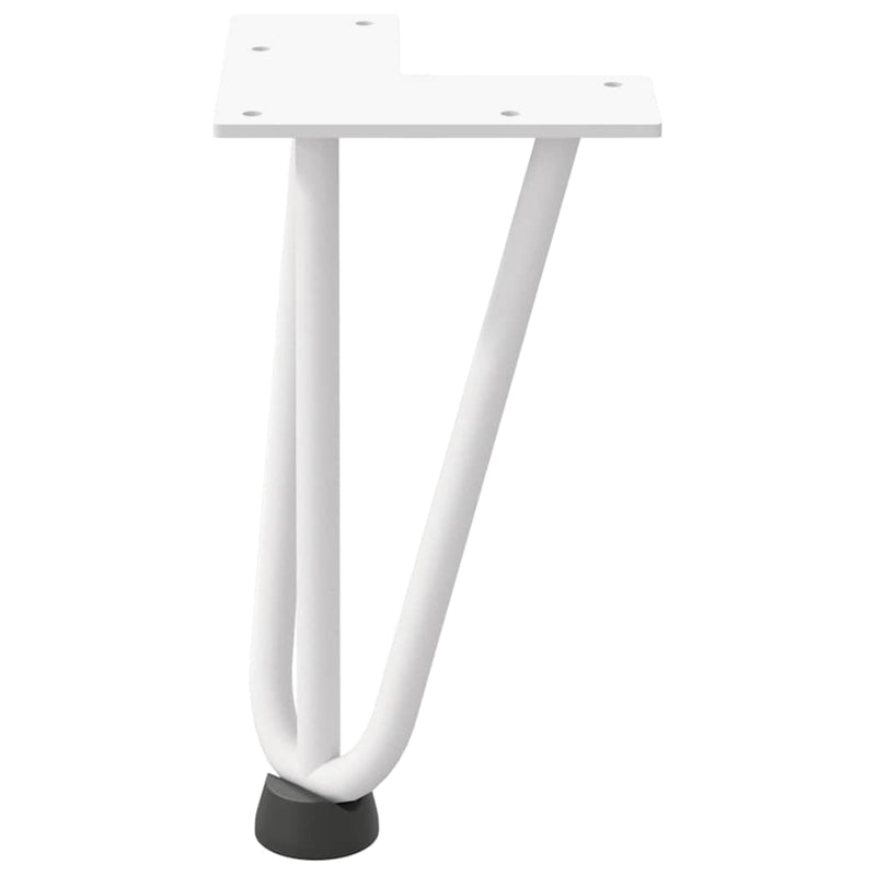 Picioare tip agrafă pentru măsuță de cafea, 4 buc., alb, 20 cm, oțel masiv