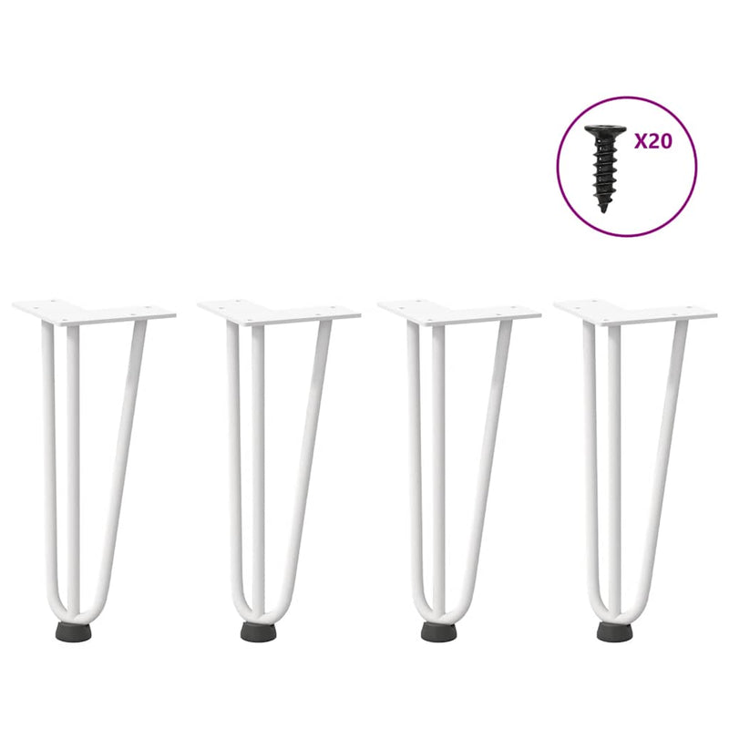 Picioare tip agrafă pentru măsuță de cafea, 4 buc., alb, 30 cm, oțel masiv