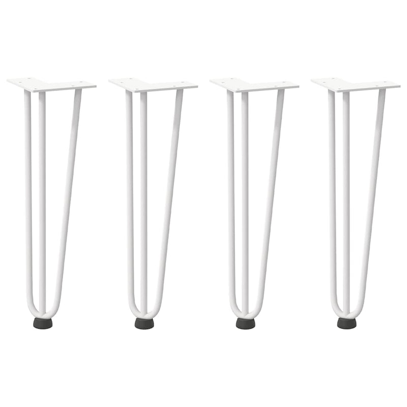 Picioare tip agrafă pentru măsuță de cafea, 4 buc., alb, 42 cm, oțel masiv