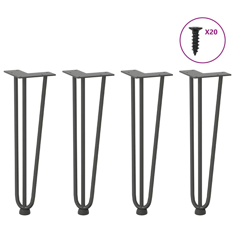 Picioare tip agrafă pentru măsuță de cafea, 4 buc., antracit, 42 cm, oțel masiv