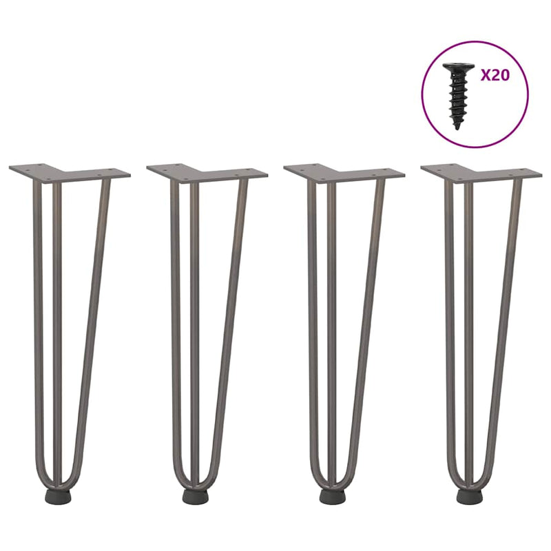 Picioare tip agrafă pentru măsuță de cafea, 4 buc., oțel natural, 42 cm, oțel masiv