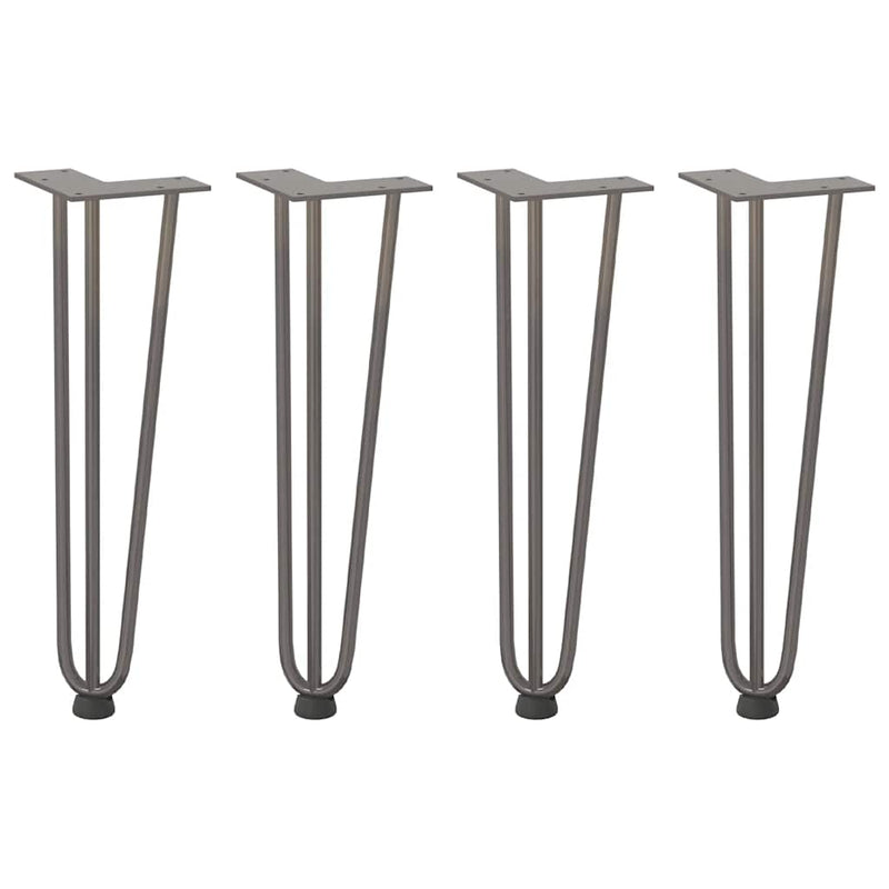 Picioare tip agrafă pentru măsuță de cafea, 4 buc., oțel natural, 42 cm, oțel masiv