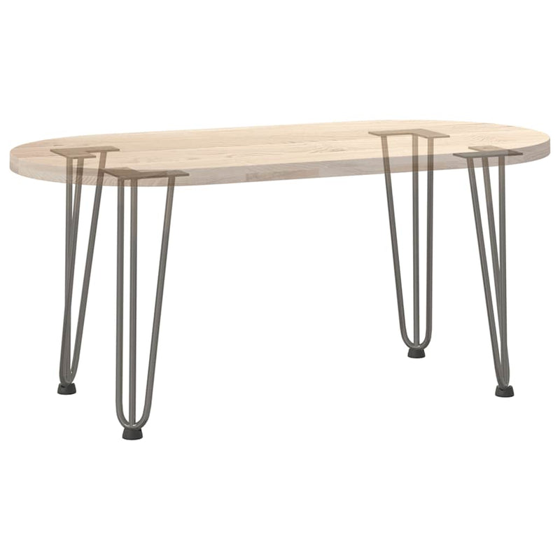 Picioare tip agrafă pentru măsuță de cafea, 4 buc., oțel natural, 42 cm, oțel masiv