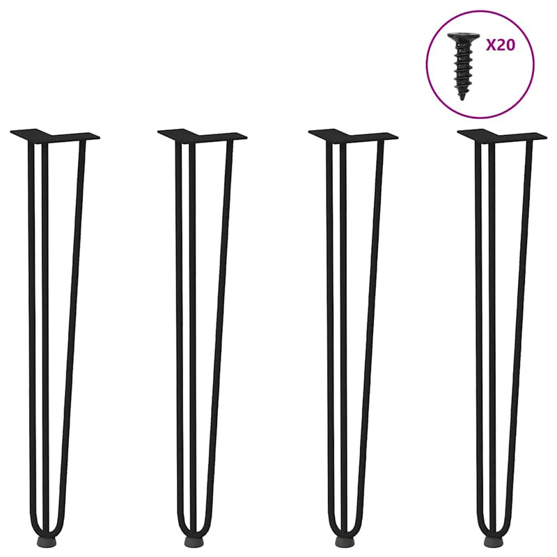 picioare tip ac de păr pentru masă consolă, 4 buc., negru, 72 cm, oțel masiv