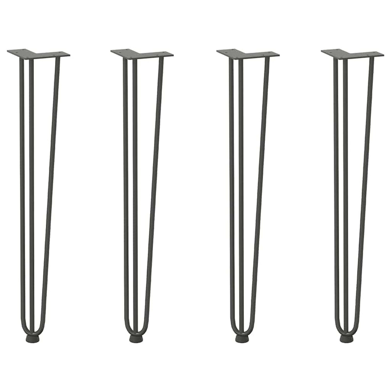 picioare tip ac de păr pentru masă consolă, antracit, 72 cm, oțel masiv, 4 buc.