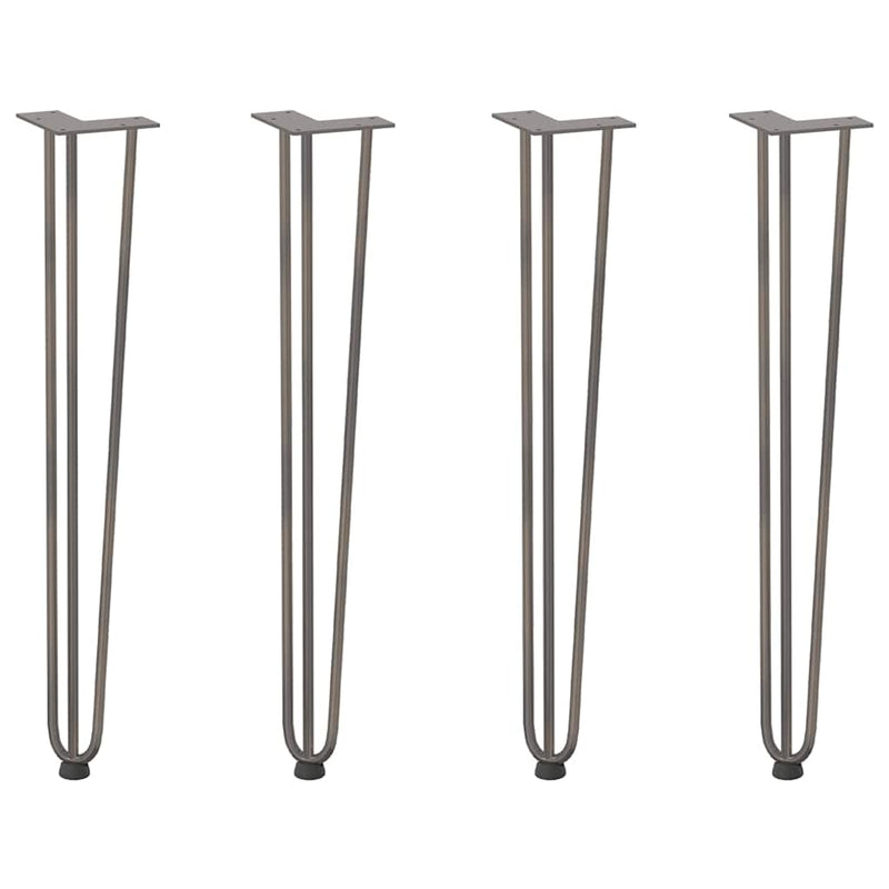 picioare tip ac de păr pentru masă consolă, 4 buc., oțel natural, 72 cm, oțel masiv