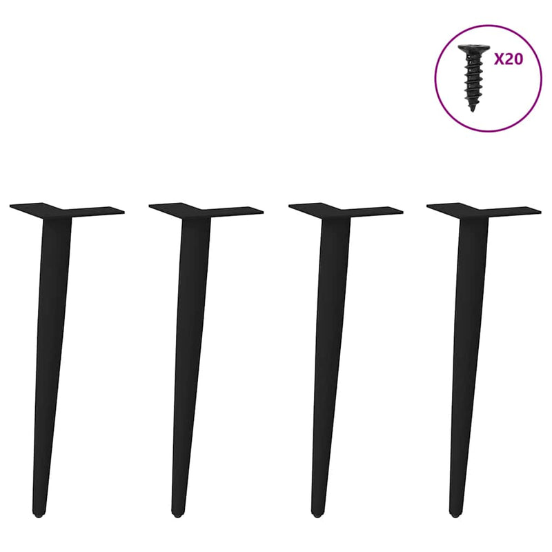 Picioare pentru măsuță de cafea, formă conică, 4 buc., negru, 30-31 cm, oțel