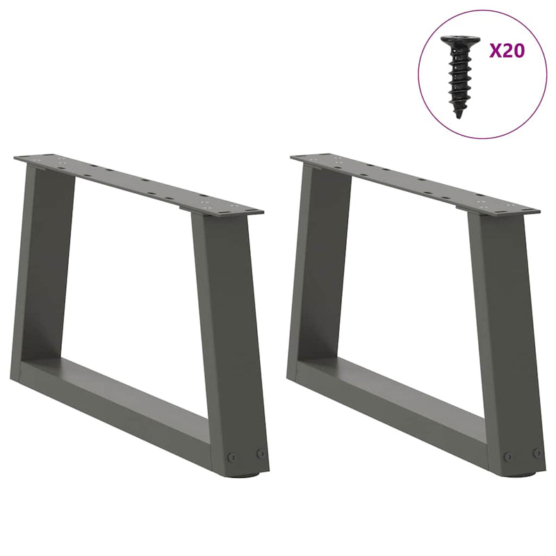 Picioare pentru măsuță de cafea în formă de V, 2 buc., antracit, 50x(30-31,3) cm, oțel