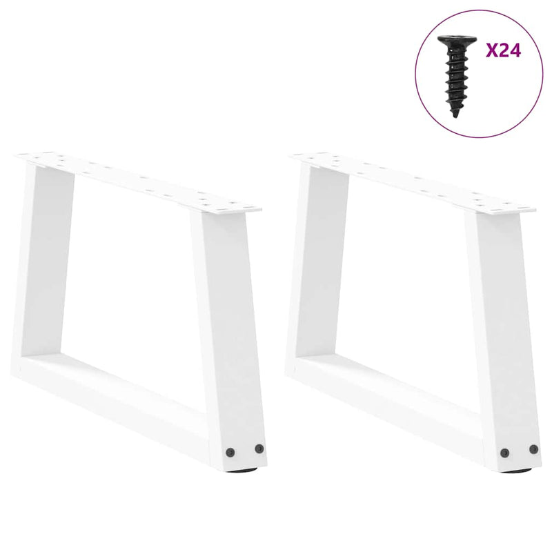 Picioare pentru măsuță de cafea în formă de V, 2 buc., alb, 60x(30-31,3) cm, oțel