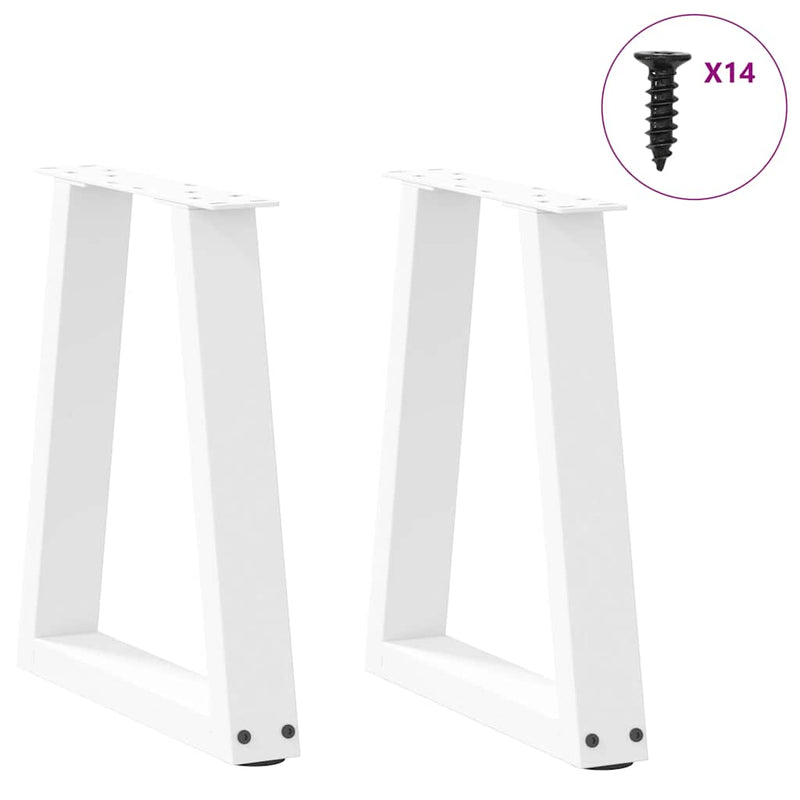 Picioare pentru măsuță de cafea în formă de V, 2 buc., alb, 38x(42-43,3) cm, oțel