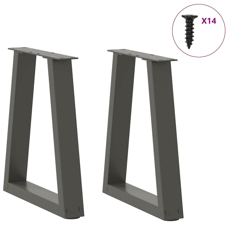 Picioare pentru măsuță de cafea în formă de V, 2 buc., antracit, 38x(42-43,3) cm, oțel