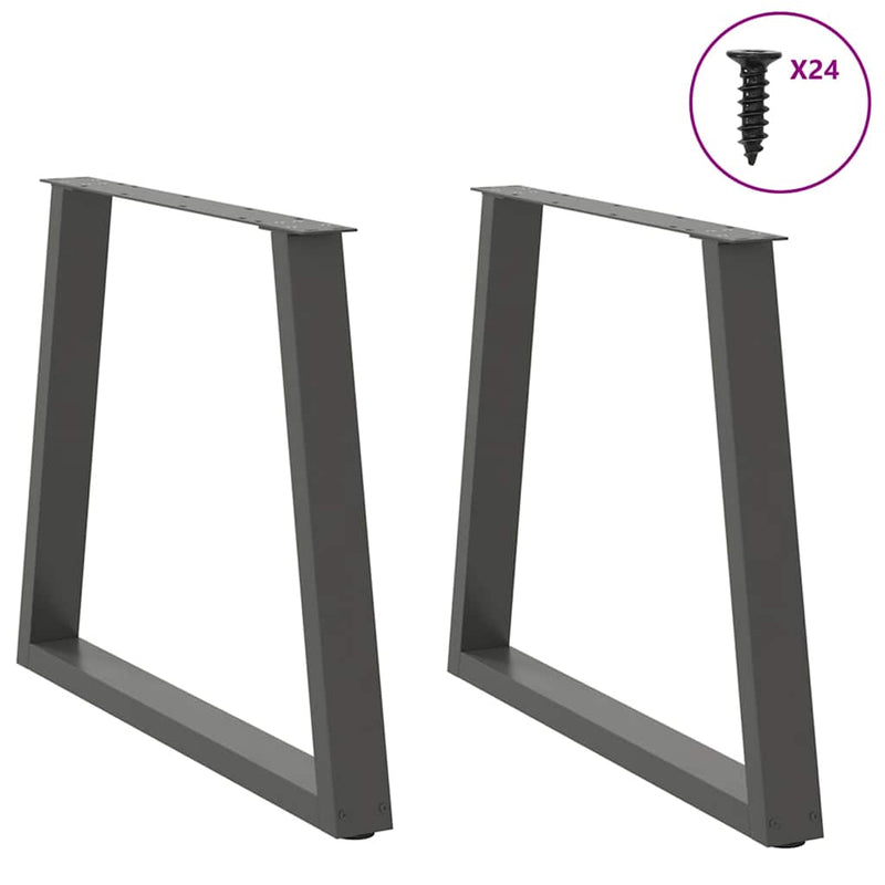 Picioare de masă în formă de V, 2 buc., antracit, 80x(72-73,3) cm, oțel