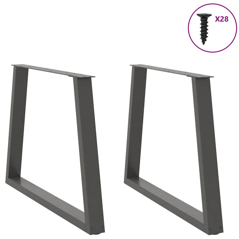 Picioare de masă în formă de V, 2 buc., antracit, 90x(72-73,3) cm, oțel