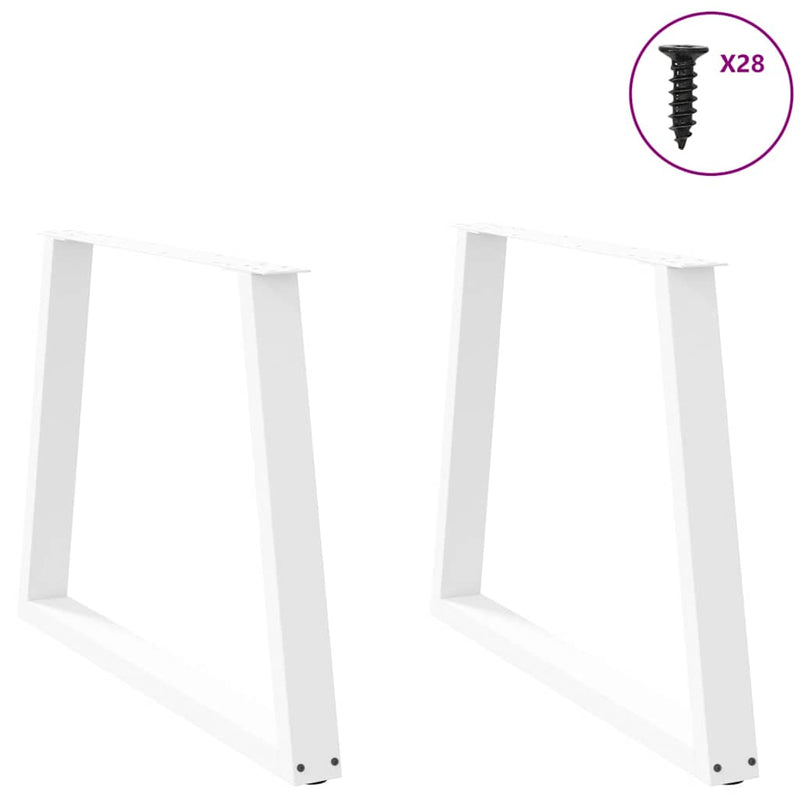 Picioare de masă în formă de V, 2 buc., alb, 100 x (72-73,3) cm, oțel