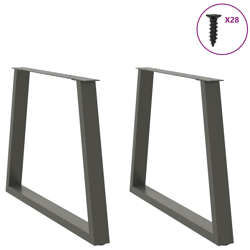 Picioare de masă în formă de V, 2 buc., antracit, 100x(72-73,3) cm, oțel