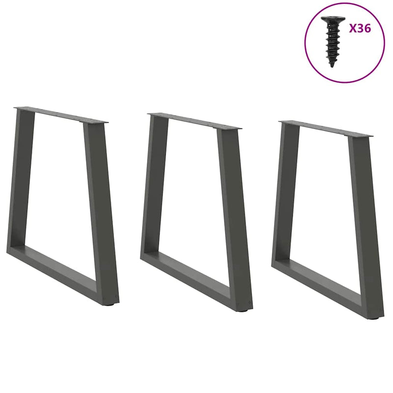 Picioare de masă în formă de V, 3 buc., antracit, 70x(72-73,3) cm, oțel