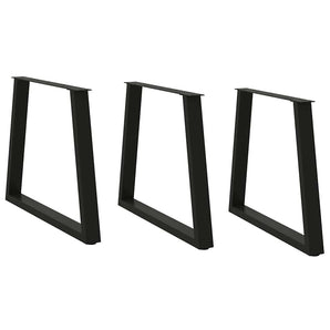 Picioare de masă în formă de V, 3 buc., negru, 80x(72-73,3) cm, oțel