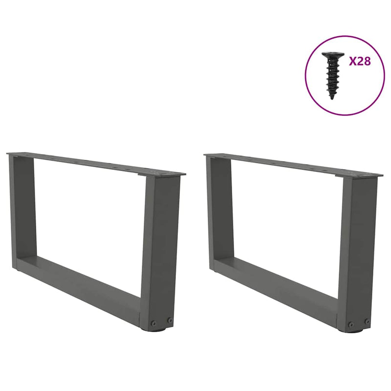 Picioare pentru măsuță de cafea în formă de V, 2 buc., antracit, 70x(30-31,3) cm, oțel